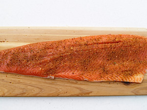 Seasoning the salmon